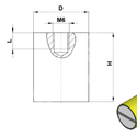 Lente magnética cilíndrica de latão com rosca interior - desenho